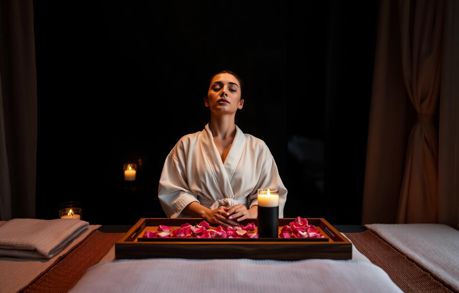 Candlelit luxury spa suite