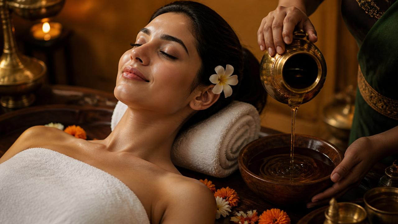 Warm oils and candlelight on a spa bed